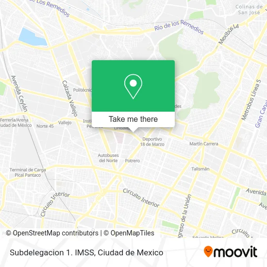 Mapa de Subdelegacion 1. IMSS