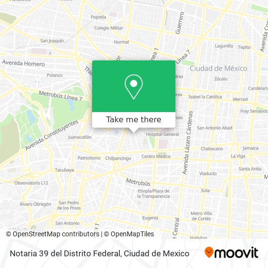 Notaria 39 del Distrito Federal map