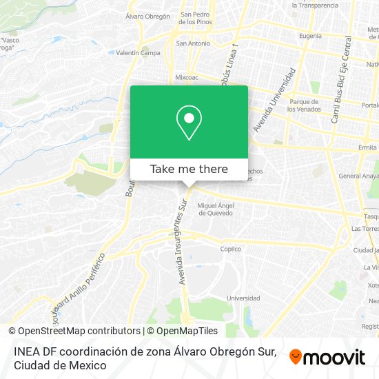 INEA DF coordinación de zona Álvaro Obregón Sur map