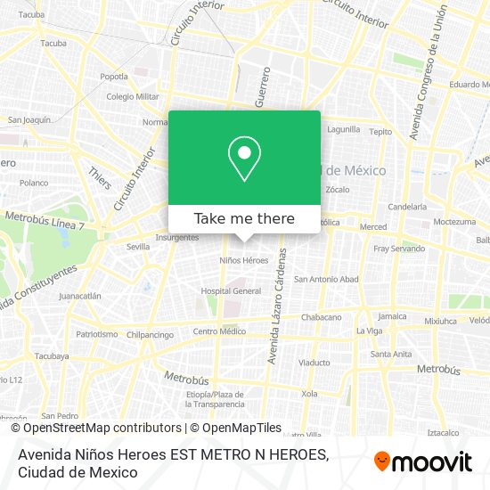 Avenida Niños Heroes EST METRO N HEROES map