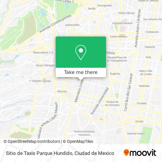 Sitio de Taxis Parque Hundido map