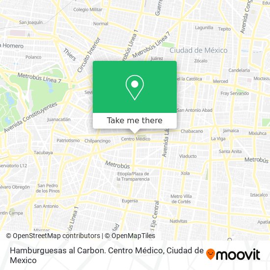 Mapa de Hamburguesas al Carbon. Centro Médico