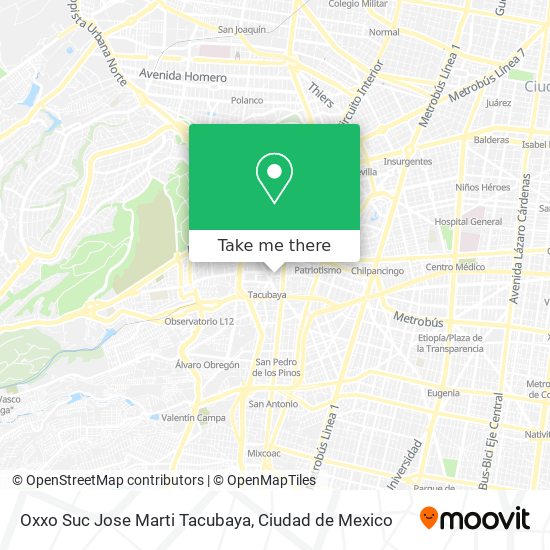 Oxxo Suc Jose Marti Tacubaya map