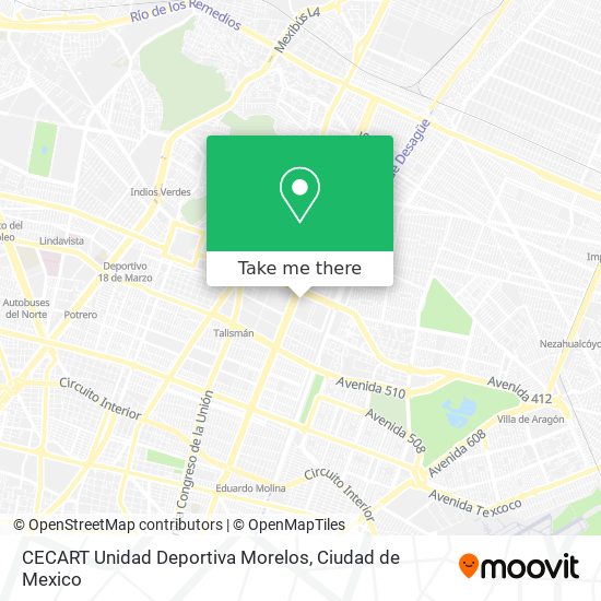 Mapa de CECART Unidad Deportiva Morelos