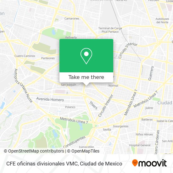 CFE oficinas divisionales VMC map