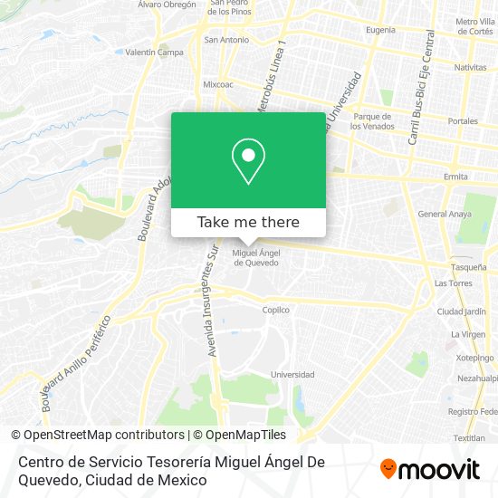 Centro de Servicio Tesorería Miguel Ángel De Quevedo map