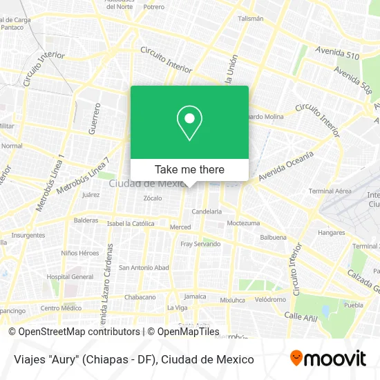 Viajes "Aury" (Chiapas - DF) map