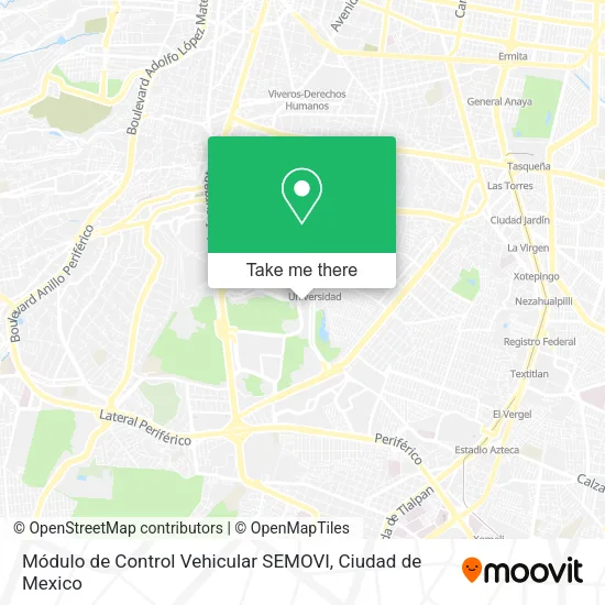Mapa de Módulo de Control Vehicular SEMOVI