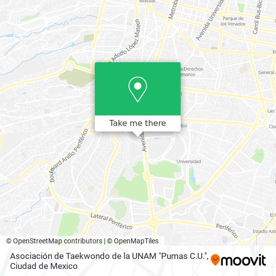 Asociación de Taekwondo de la UNAM "Pumas C.U." map