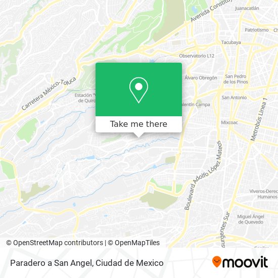 Mapa de Paradero a San Angel