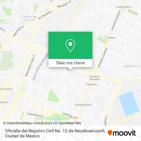 Oficialia del Registro Civil No. 12 de Nezahualcoyotl map
