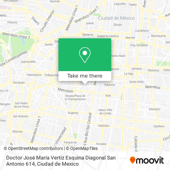 Doctor José María Vertiz Esquina Diagonal San Antonio 614 map