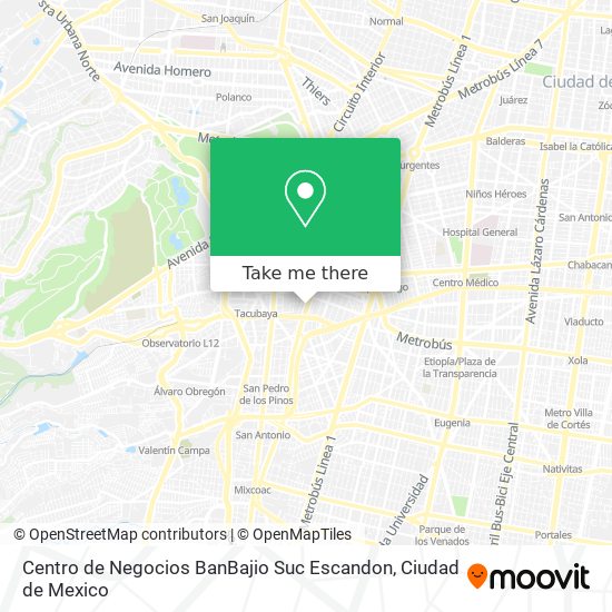 Mapa de Centro de Negocios BanBajio Suc Escandon
