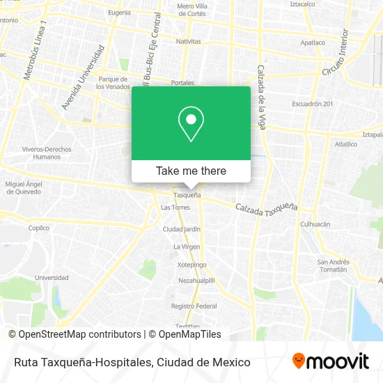 Ruta Taxqueña-Hospitales map