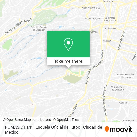 PUMAS O'Farril, Escuela Oficial de Fútbol map