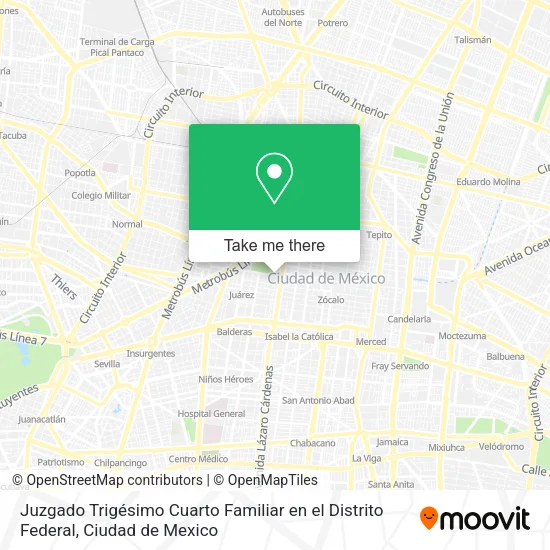 Mapa de Juzgado Trigésimo Cuarto Familiar en el Distrito Federal