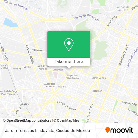 Jardin Terrazas Lindavista map