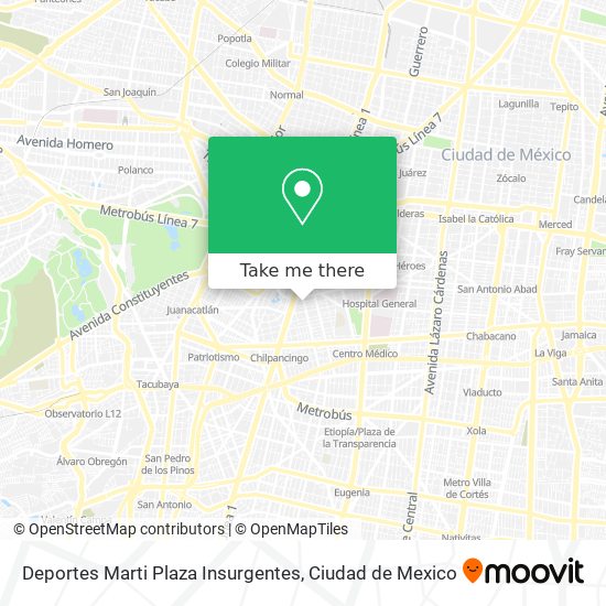 Mapa de Deportes Marti Plaza Insurgentes