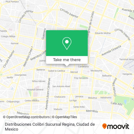 Mapa de Distribuciones Colibri Sucursal Regina