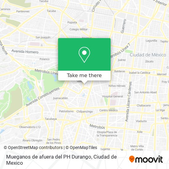 Mueganos de afuera del PH Durango map