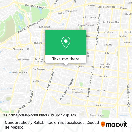 Mapa de Quiropráctica y Rehabilitación Especializada