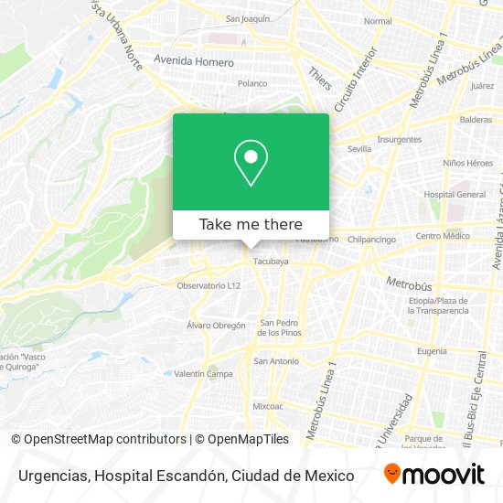 Urgencias, Hospital Escandón map