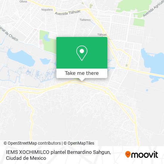 IEMS XOCHIMILCO plantel Bernardino Sahgun map