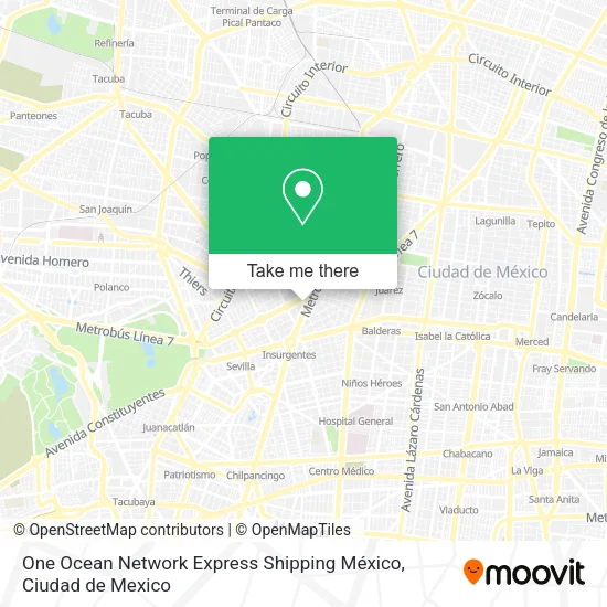Mapa de One Ocean Network Express Shipping México
