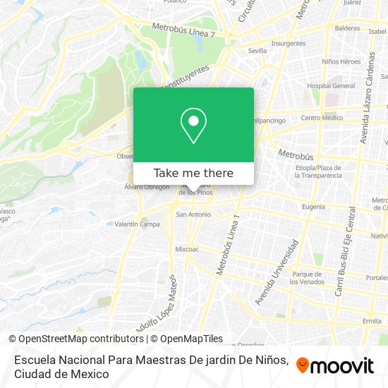 Escuela Nacional Para Maestras De jardin De Niños map