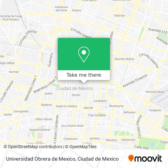 Mapa de Universidad Obrera de Mexico