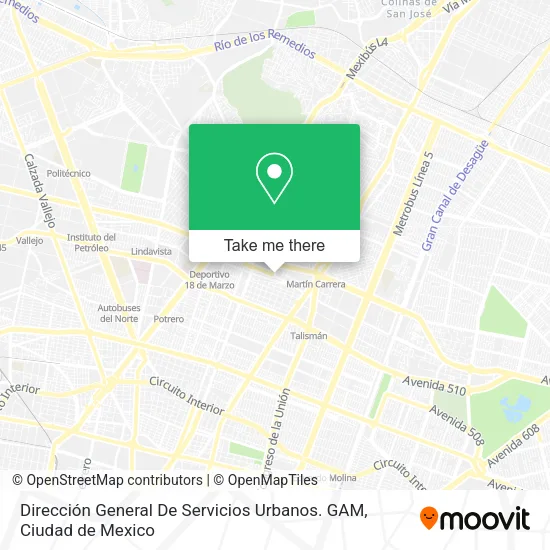Mapa de Dirección General De Servicios Urbanos. GAM