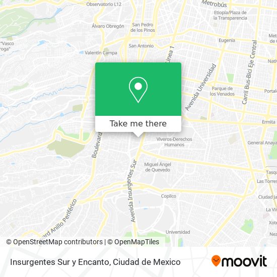 Insurgentes Sur y Encanto map