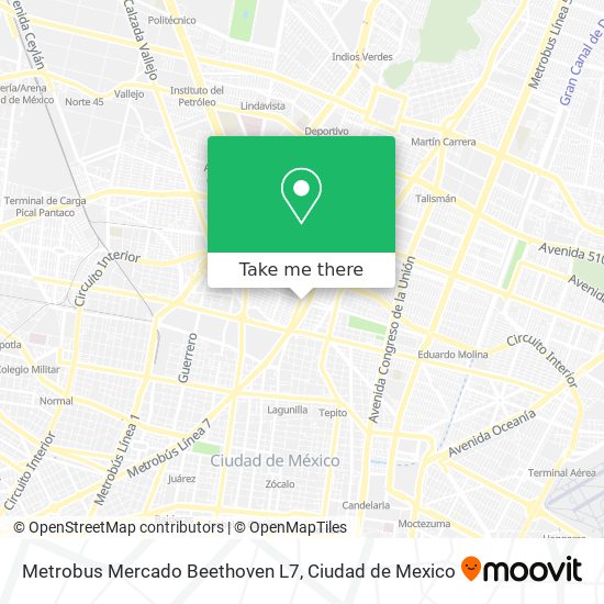 Metrobus Mercado Beethoven L7 map