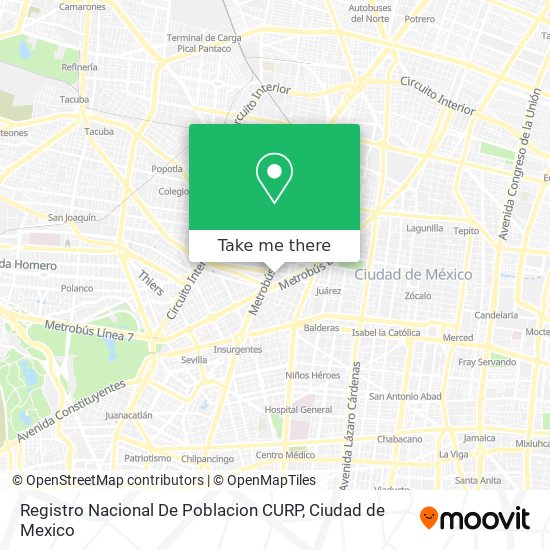 Mapa de Registro Nacional De Poblacion CURP