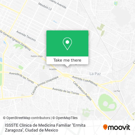 Mapa de ISSSTE Clínica de Medicina Familiar "Ermita Zaragoza"