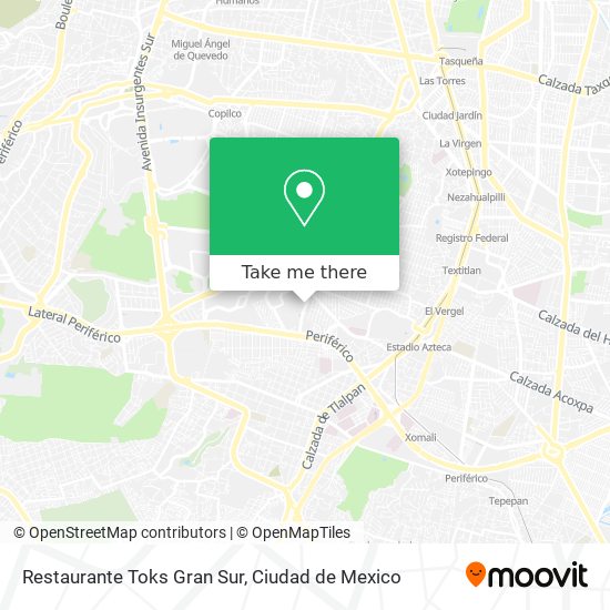 Restaurante Toks Gran Sur map