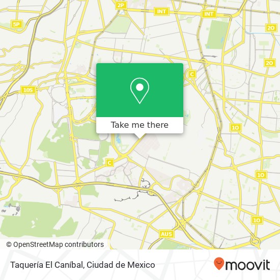 Mapa de Taquería El Caníbal, Avenida Aztecas Ajusco 04300 Coyoacán, Distrito Federal