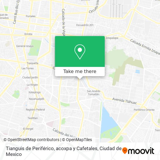 Mapa de Tianguis de Periférico, acoxpa y Cafetales