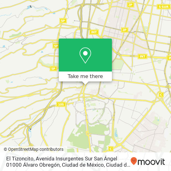 Mapa de El Tizoncito, Avenida Insurgentes Sur San Ángel 01000 Álvaro Obregón, Ciudad de México