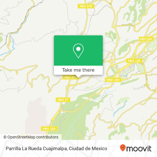 Mapa de Parrilla La Rueda Cuajimalpa, Calle José María Castorena Cuajimalpa 05000 Cuajimalpa de Morelos, Ciudad de México