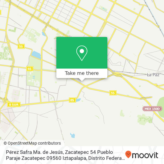 Pérez Safra Ma. de Jesús, Zacatepec 54 Pueblo Paraje Zacatepec 09560 Iztapalapa, Distrito Federal map