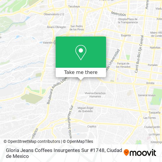 Gloria Jeans Coffees Insurgentes Sur #1748 map