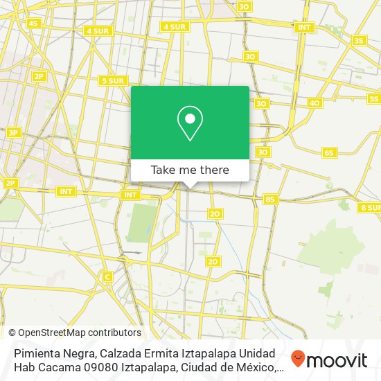 Mapa de Pimienta Negra, Calzada Ermita Iztapalapa Unidad Hab Cacama 09080 Iztapalapa, Ciudad de México