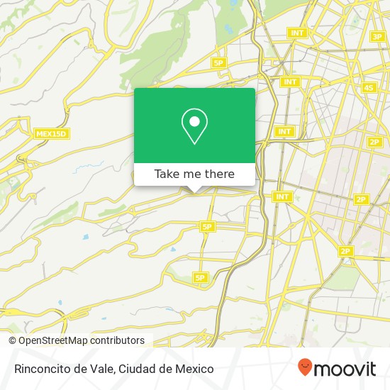 Rinconcito de Vale, Avenida Santa Lucía Olivar del Conde 1ra Secc 01400 Álvaro Obregón, Distrito Federal map
