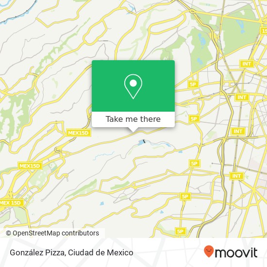 Mapa de González Pizza, Avenida Vasco de Quiroga Cuevitas 01220 Álvaro Obregón, Distrito Federal