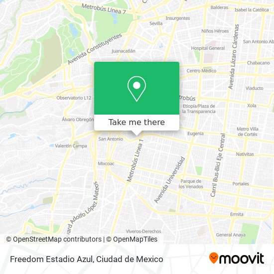 Freedom Estadio Azul map