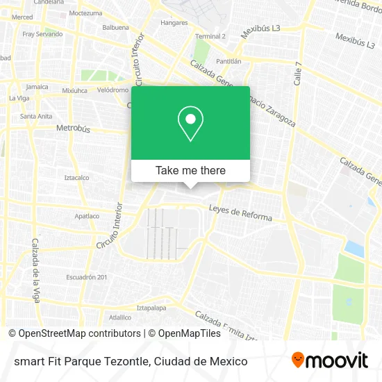Mapa de smart Fit Parque Tezontle