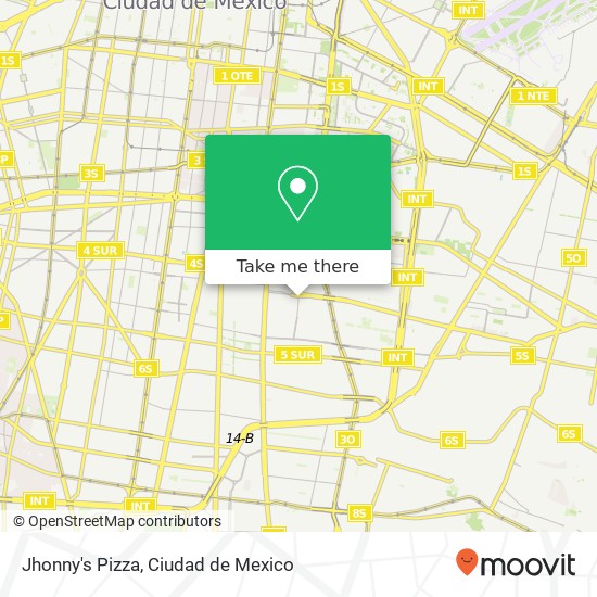 Mapa de Jhonny's Pizza, Calle Estudios Churubusco Jardines de Tecma 08920 Iztacalco, Distrito Federal