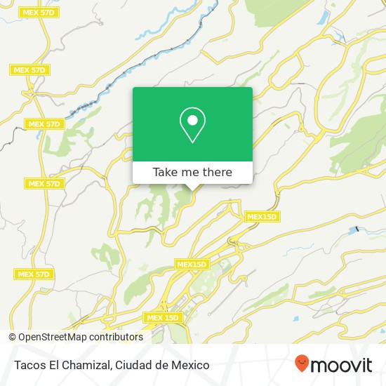 Mapa de Tacos El Chamizal, Bosque de la Reforma Lomas del Chamizal 1ra Secc 05129 Cuajimalpa de Morelos, Ciudad de México