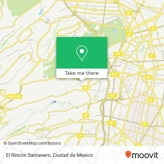 Mapa de El Rincón Santanero, Calle del Mirador Unidad Hab Molino Santo Domingo 01130 Álvaro Obregón, Distrito Federal